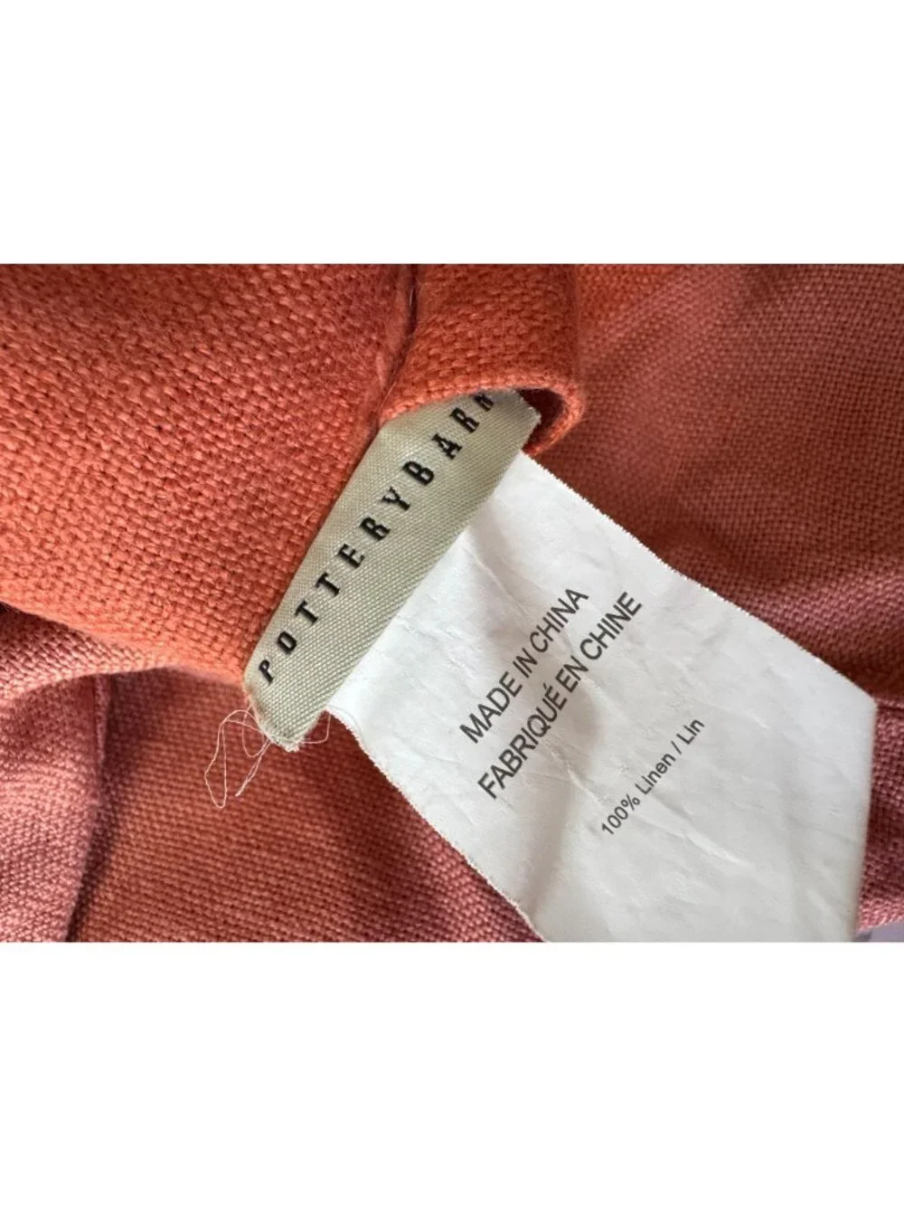 Set Pottery Barn Rust Orange 100% Linen Buttoned Throw Pillow Covers 18